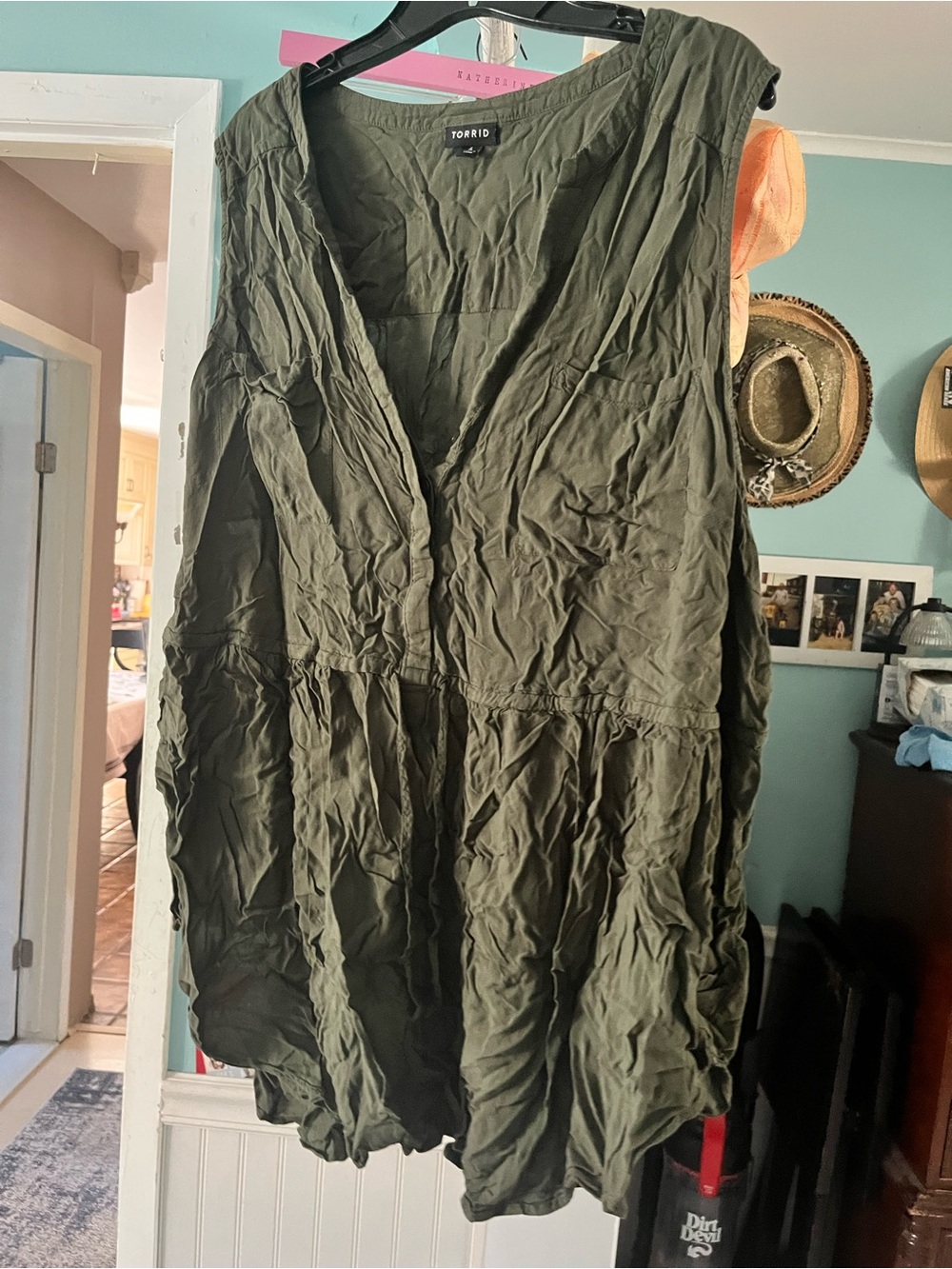 Torrid Olive Green V-Neck Sleeveless Tunic